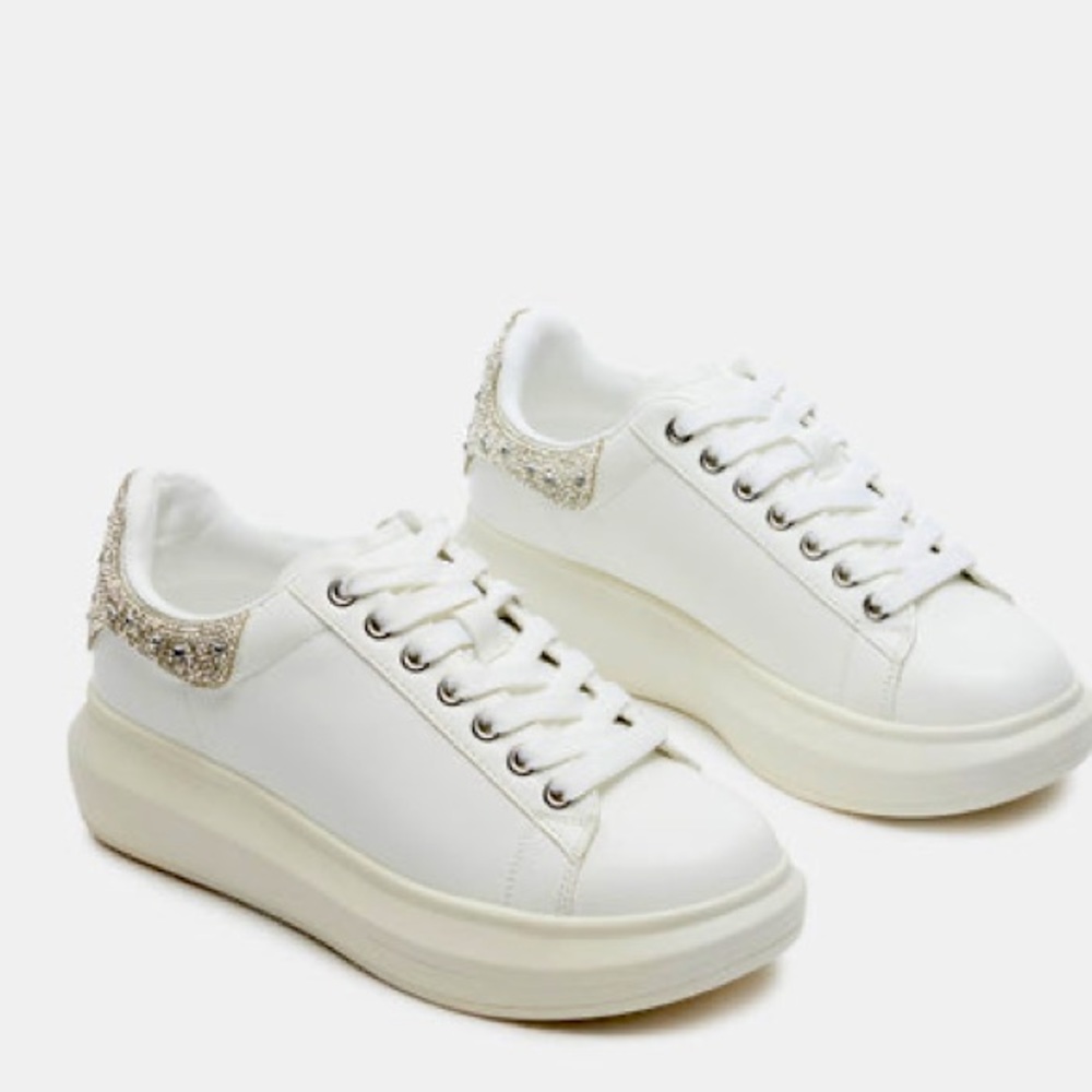 Steve Madden White Sneakers with Silver Accents